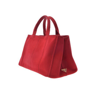 Prada Tote Strap Red Canapa Canvas Bag